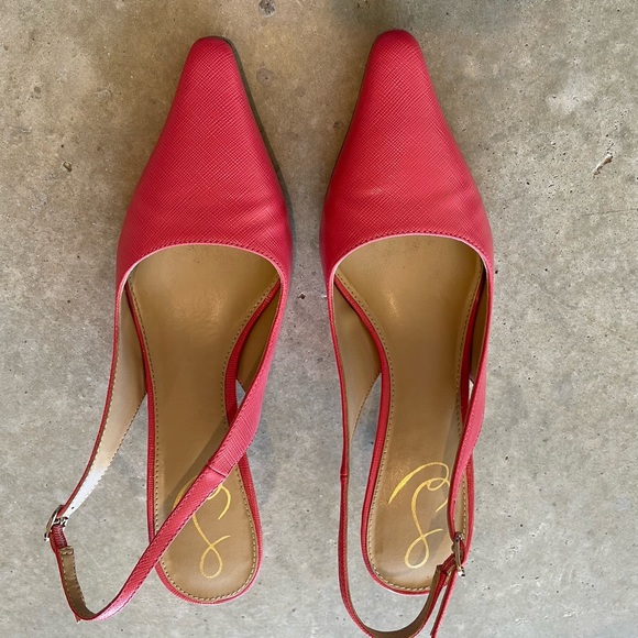 Vintage Sam Edelman Pink Slingback Heels Size 7 Y2K Coquette Kitten Heel - Picture 2 of 8